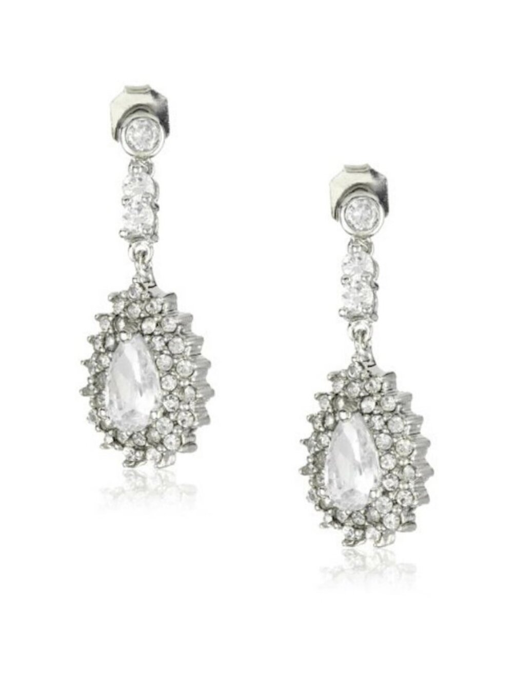 Nina Naila Bridal Vintage Inspired Teardrop Earrings Sparkly Crystal Swarovski
